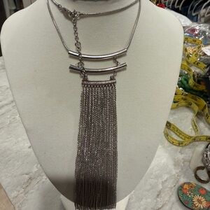 Elegant Silver Chain Tassel Necklace